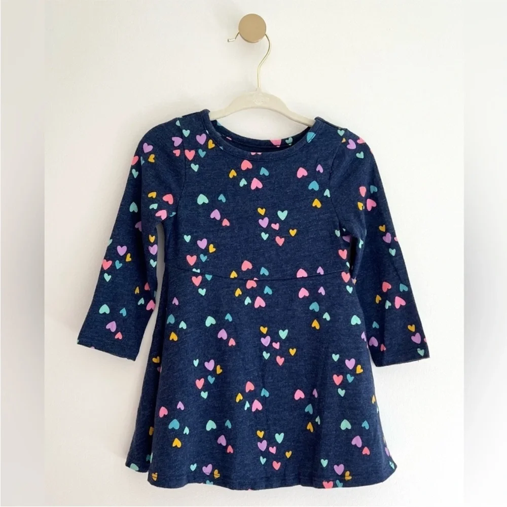 💫$6/ADD ON 💫  ADORABLE Cat & Jack Navy Dress with Heart Pattern Baby Girl 18MTHS